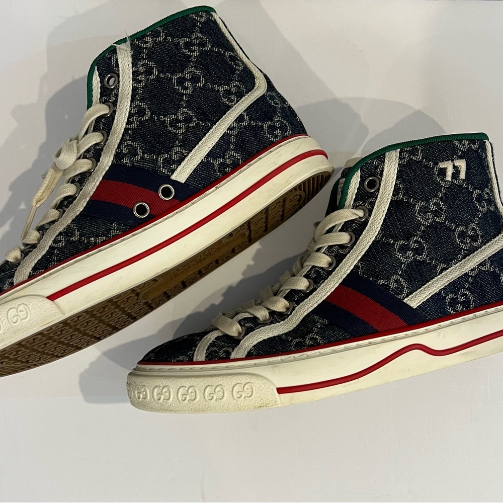 Gucci 1977 Denim High-Tops - Blue, Red, and Green - Picture 5 of 11